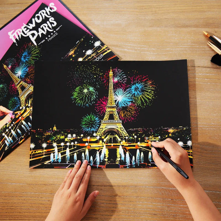 40.5×28.5cm Magic Scratch Art – DIY Landscape Painting | Stress Relief & Creative Gift