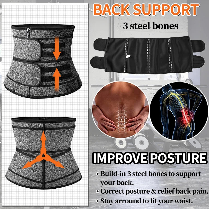 Men Waist Trainer Back Support Slimming Lumbar Belt Military Tactical Belt Gym Accessories Abdominal Binder Corset Cincher