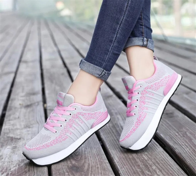 Negative Heel Orthopedic Sneakers - Unisex Casual Running Shoes with Dark Stripes