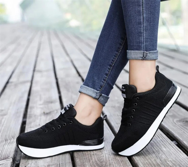 Negative Heel Orthopedic Sneakers - Unisex Casual Running Shoes with Dark Stripes