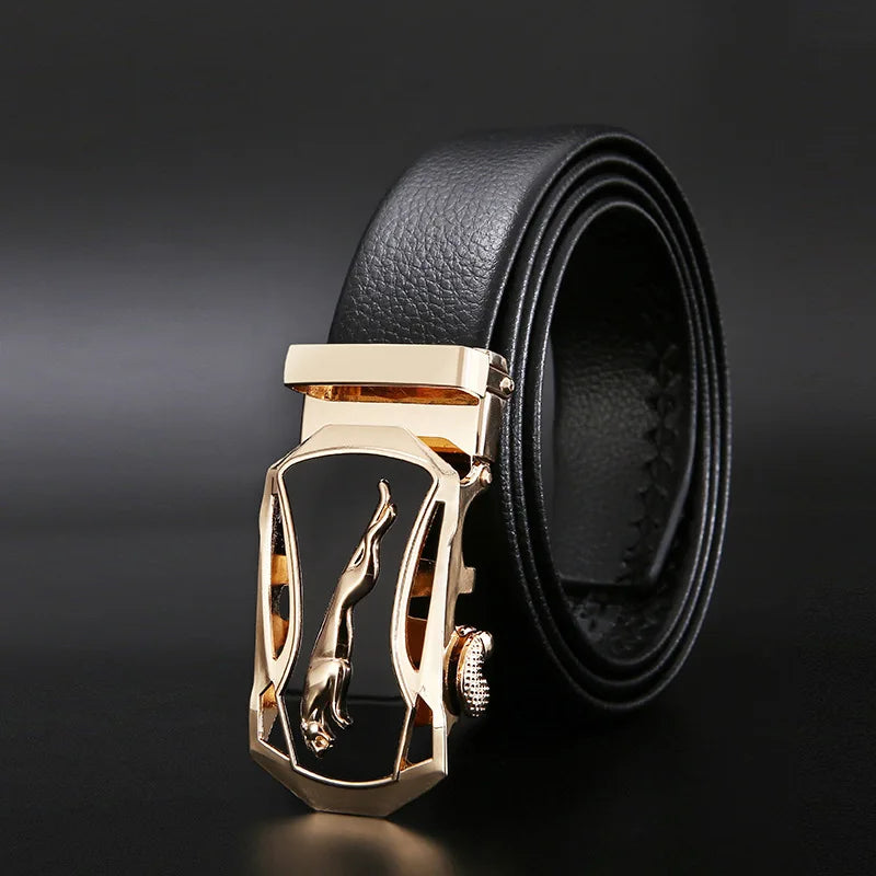 Men Belt Metal Luxury Brand Automatic Buckle Leather High Quality Belts for Men Business Work Casual Strap