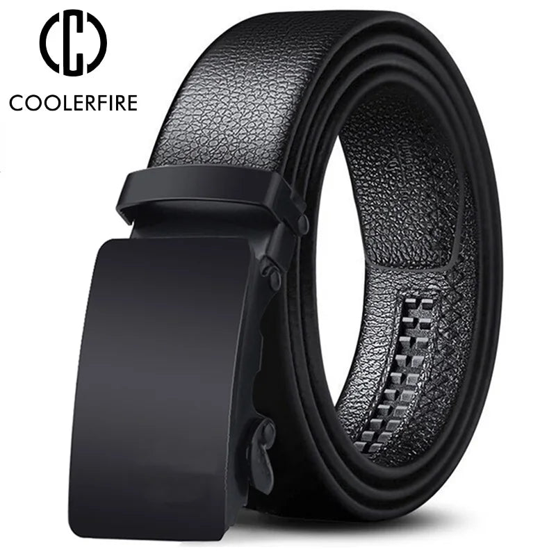 Men Belt Metal Luxury Brand Automatic Buckle Leather High Quality Belts for Men Business Work Casual Strap