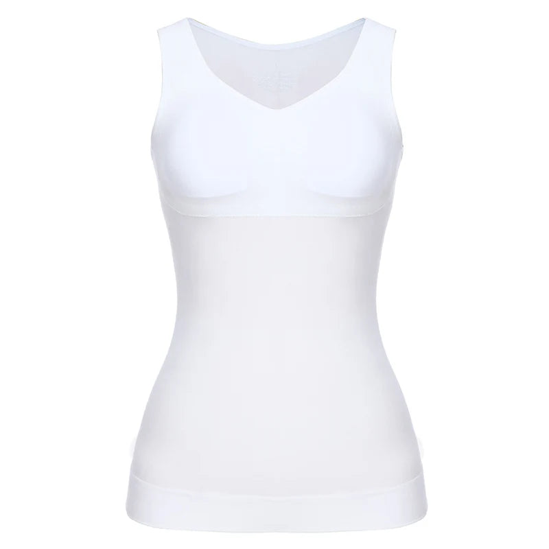 Women’s Tank Top with Built-In Bra - Casual Sleeveless Camisole with Wide Straps & Removable Pads