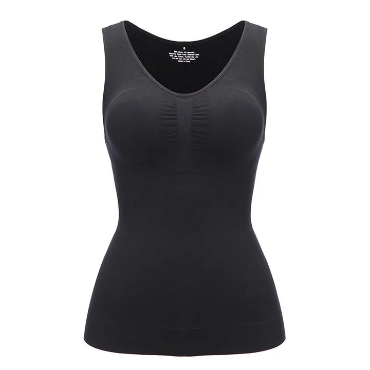 Women’s Tank Top with Built-In Bra - Casual Sleeveless Camisole with Wide Straps & Removable Pads