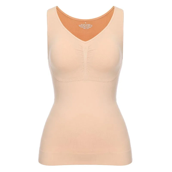 Women’s Tank Top with Built-In Bra - Casual Sleeveless Camisole with Wide Straps & Removable Pads