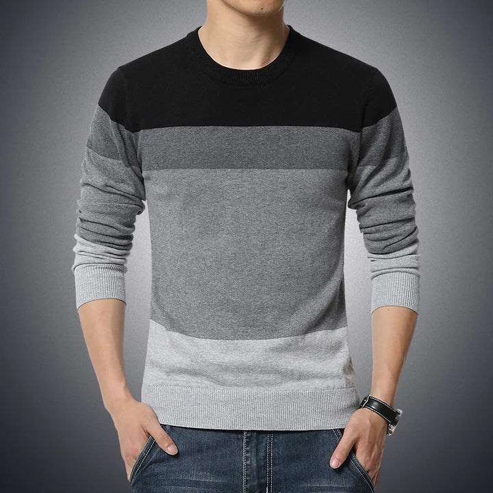 Men's Casual Striped O-Neck Slim Fit Sweater – Autumn Pullover, M-4XL