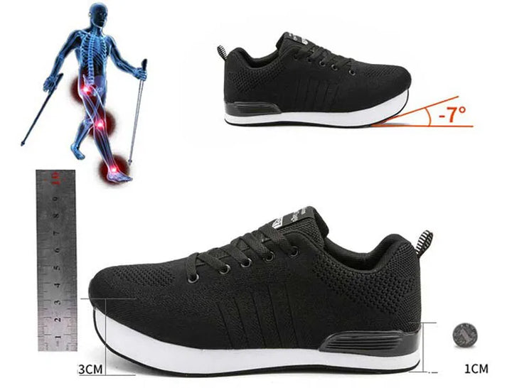 Negative Heel Orthopedic Sneakers - Unisex Casual Running Shoes with Dark Stripes