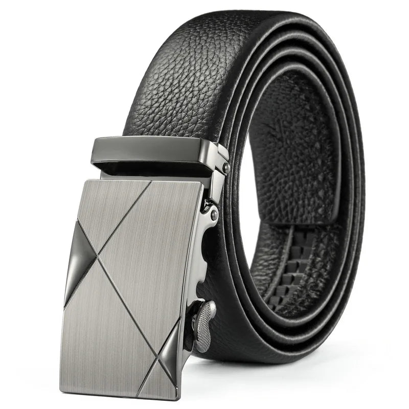 Men Belt Metal Luxury Brand Automatic Buckle Leather High Quality Belts for Men Business Work Casual Strap