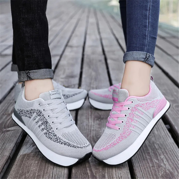 Negative Heel Orthopedic Sneakers - Unisex Casual Running Shoes with Dark Stripes