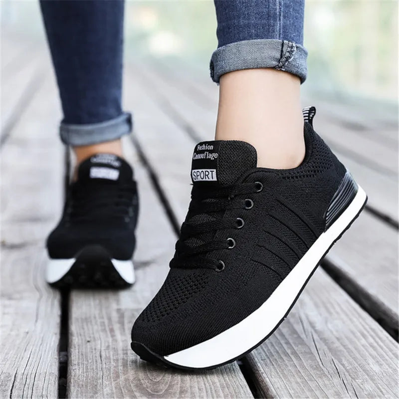 Negative Heel Orthopedic Sneakers - Unisex Casual Running Shoes with Dark Stripes