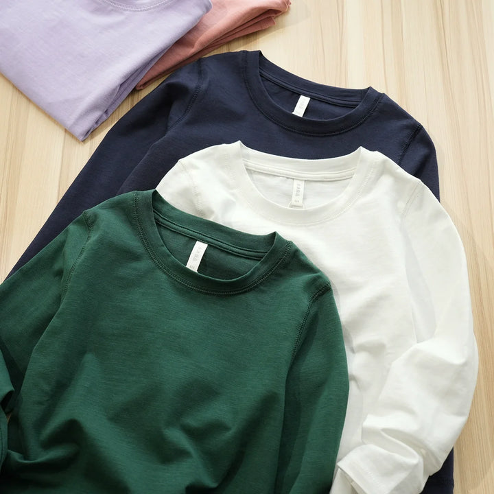 Cotton Neck Long Sleeve T-shirt