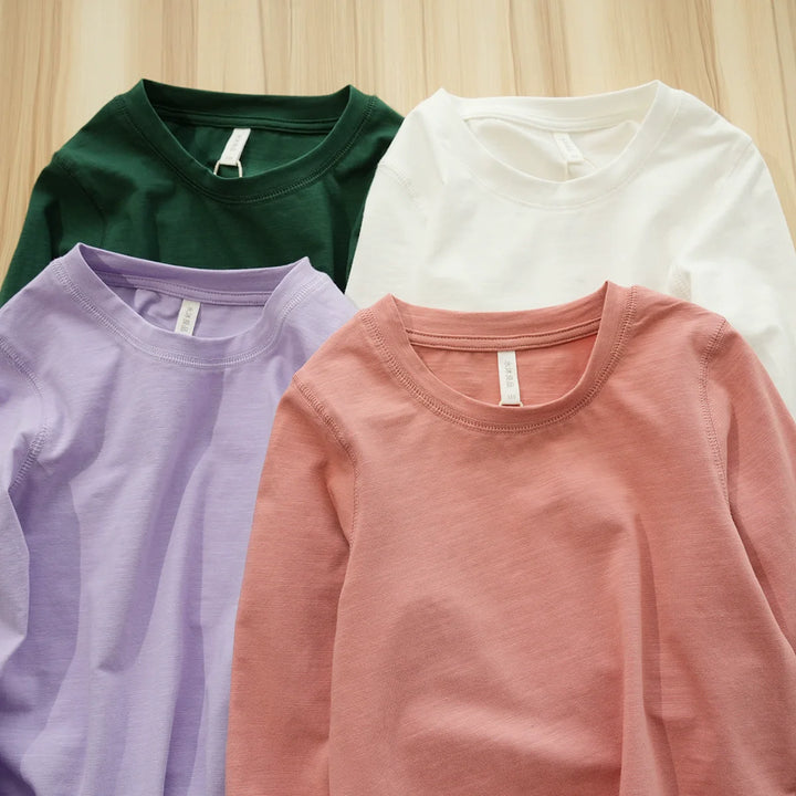 Cotton Neck Long Sleeve T-shirt