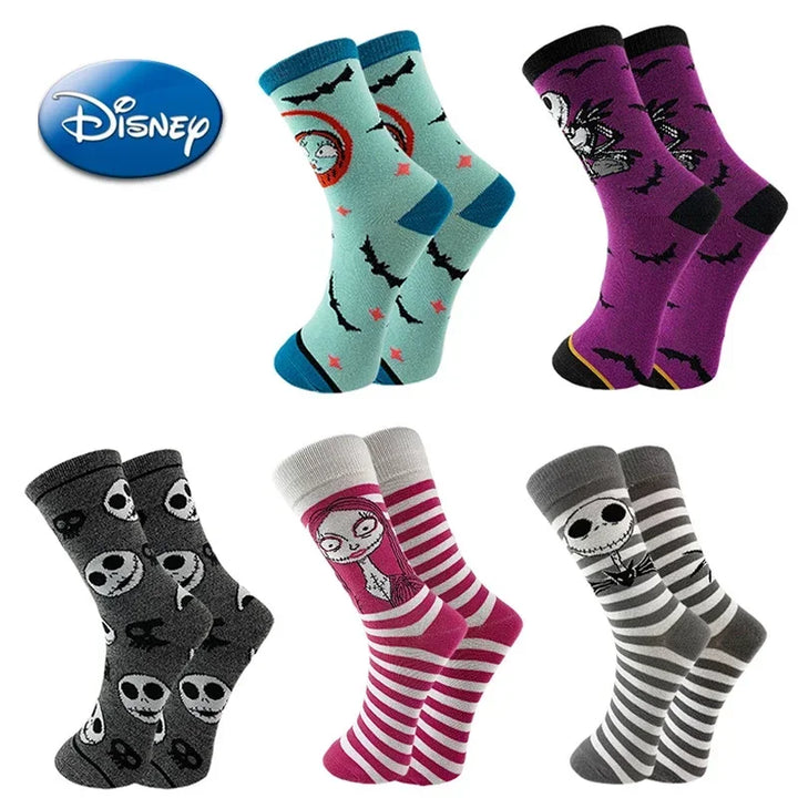 Nightmare Before Christmas Cotton Socks – Jack & Sally Skeleton Cartoon Figure, Warm Cosplay Stockings for Men & Women