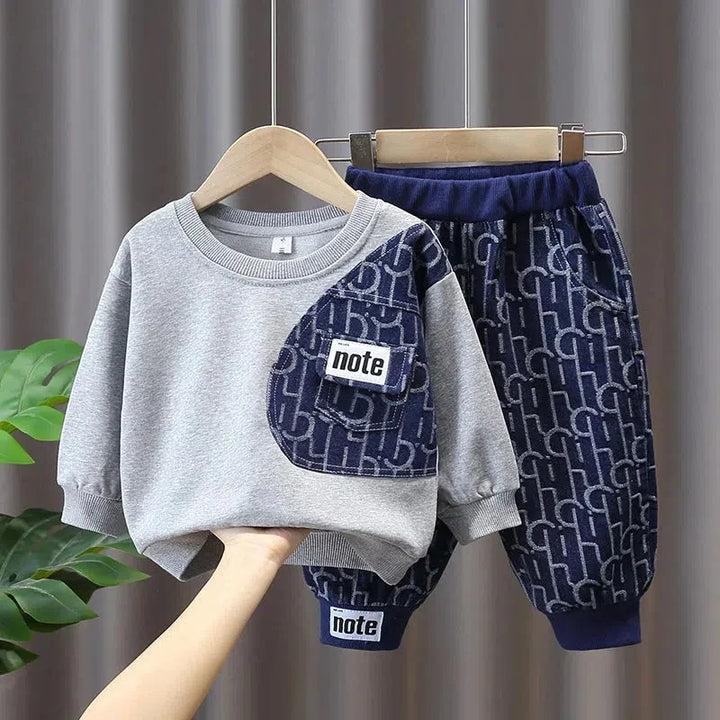 Kids Boys' Sweater Suit - Spring/Autumn Fashion Sportswear 2-Piece Set with Top and Pants for Children