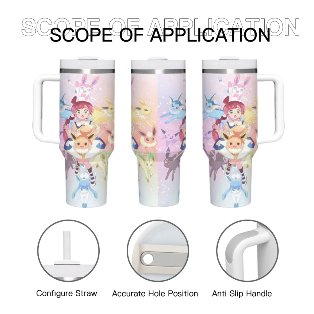 Pokémon Travel Mug, Stainless Steel 304 Tumbler Water Bottle for Cars