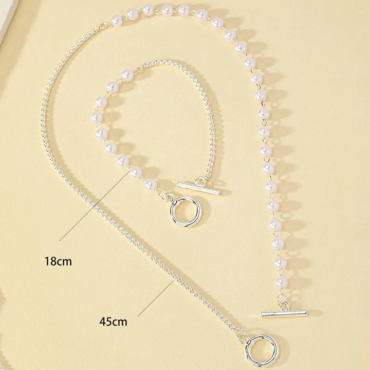 Pearl Beaded Choker & Bracelet Set for Women - Wedding Party Jewelry Gift