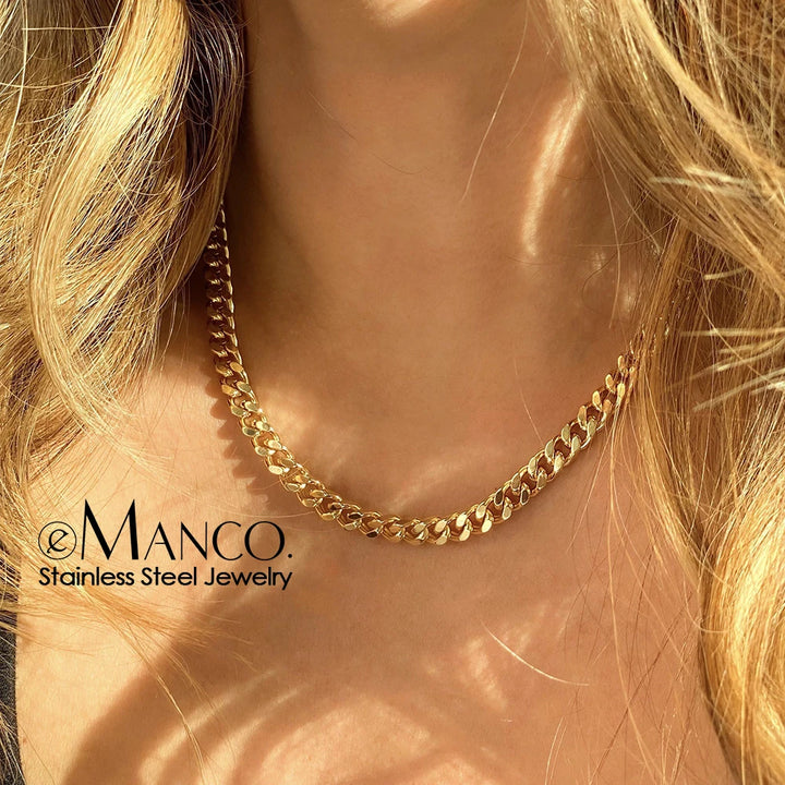 Gold-Plated Stainless Steel Cuban Chain Necklace