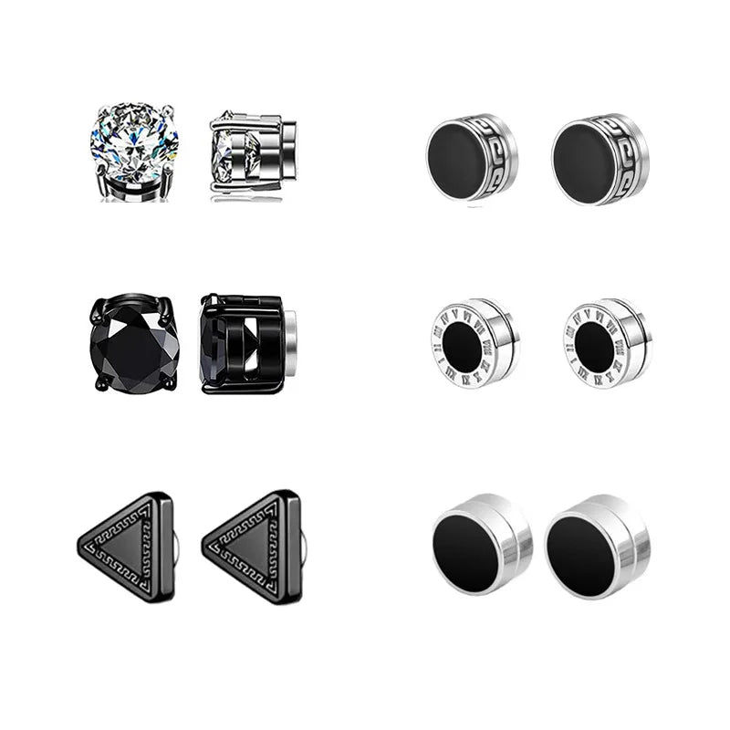 Magnetic Crystal Stud Earrings - Non-Piercing Punk Zircon Clip-Ons for Men & Women