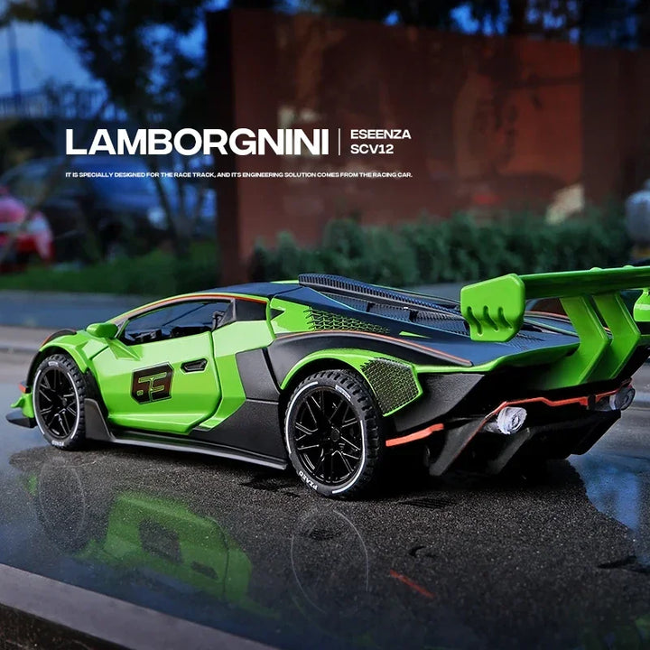 1:32 Lamborghini SCV12 Sports Car - High Simulation Diecast Metal Alloy Model with Sound, Light & Pull-Back Action for Kids' Toy Gifts