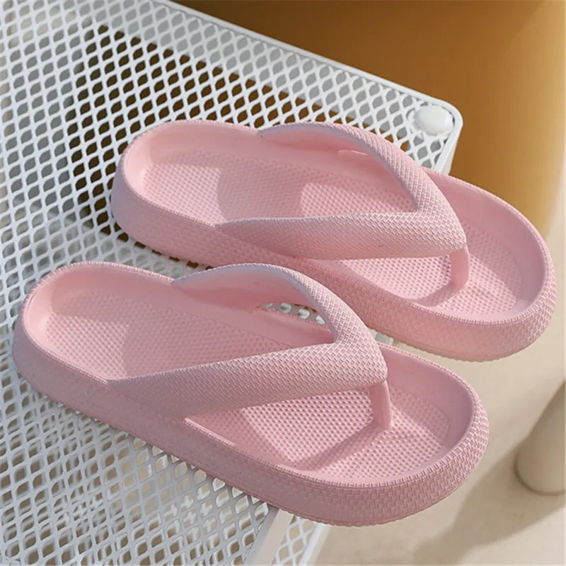 Women's Summer Beach Flip Flops - Non-slip, Thick Platform, Clip Toe Slides