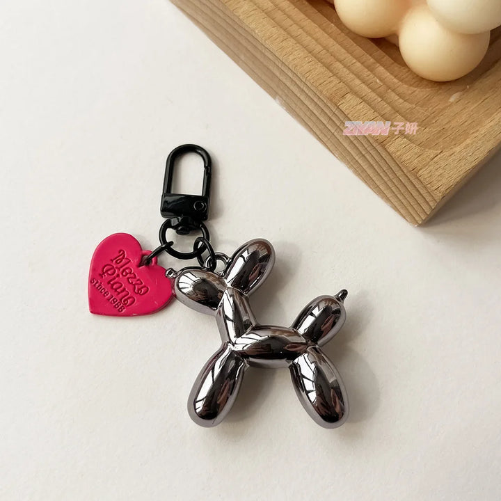 ﻿Cute Balloon Dog Bag Charm - Exquisite Keychain and Handbag Pendant with Bead Details, Perfect Women's Accessory for a Trendy Touch