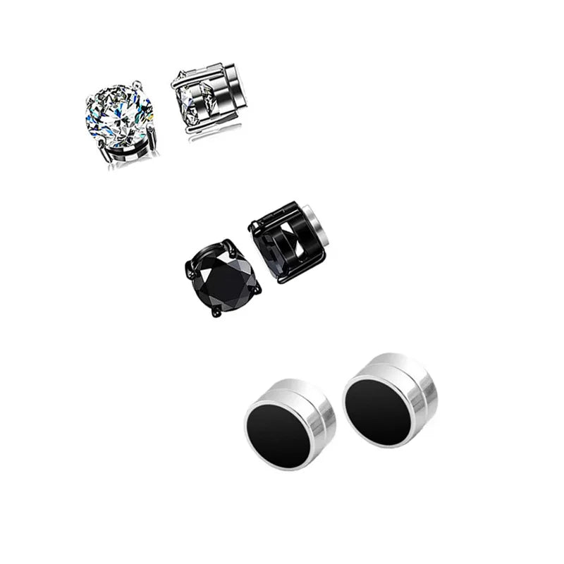 Magnetic Crystal Stud Earrings - Non-Piercing Punk Zircon Clip-Ons for Men & Women