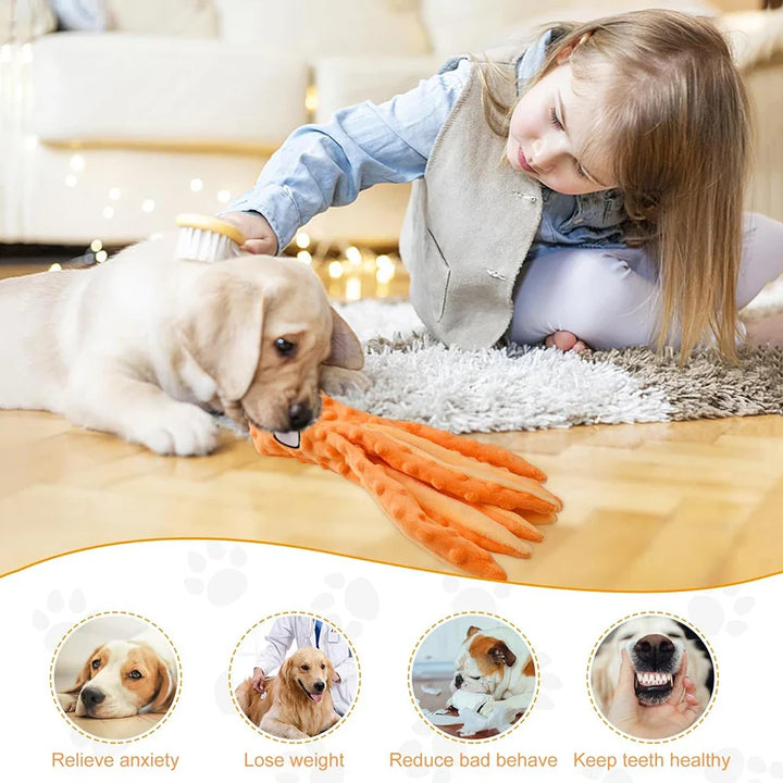 Cartoon Animal Plush Dog Chew Toys - Squeaky, Bite-Resistants, and Teeth-Cleaning for Small and Large Dogs