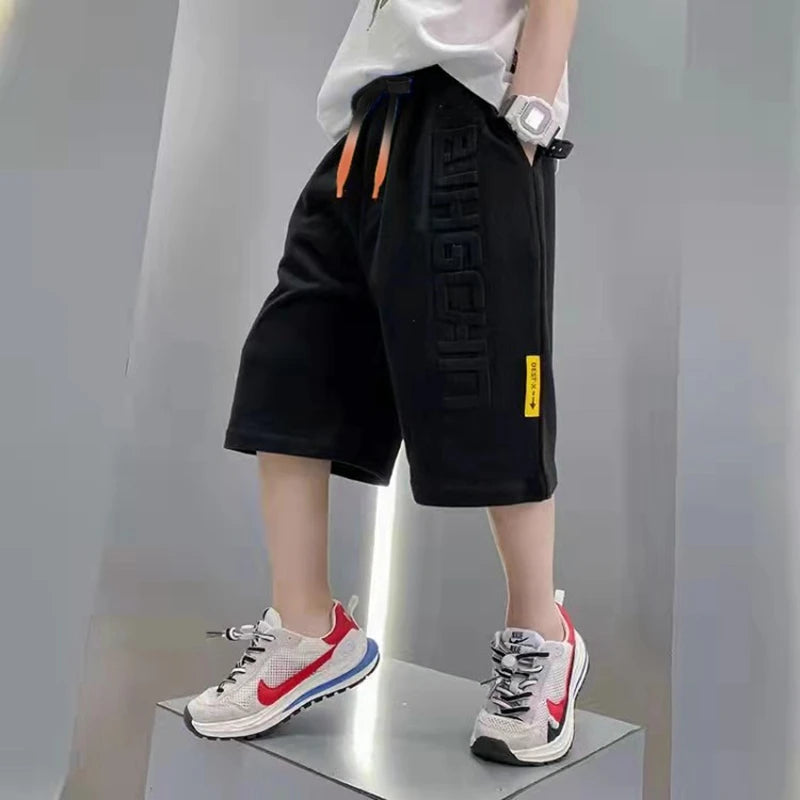 Boys' Summer Cotton Sport Shorts – Knee-Length Sweatpants for Kids & Teens (5-14Y)