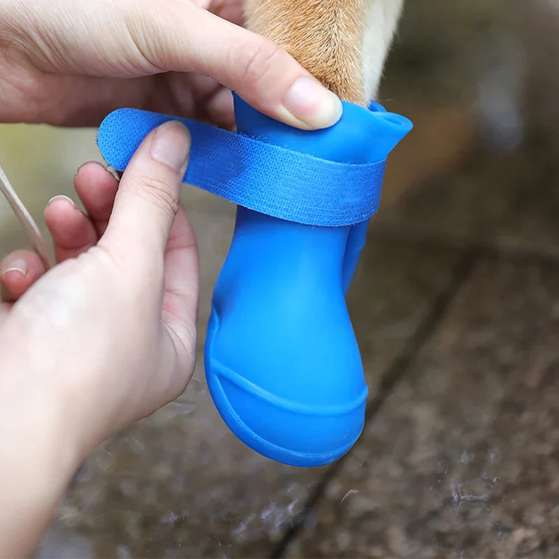 Soft Silicone Dog Rain Boots – Anti-Slip, Wear-Resistant, Jelly-Colored Waterproof Shoes for Pets