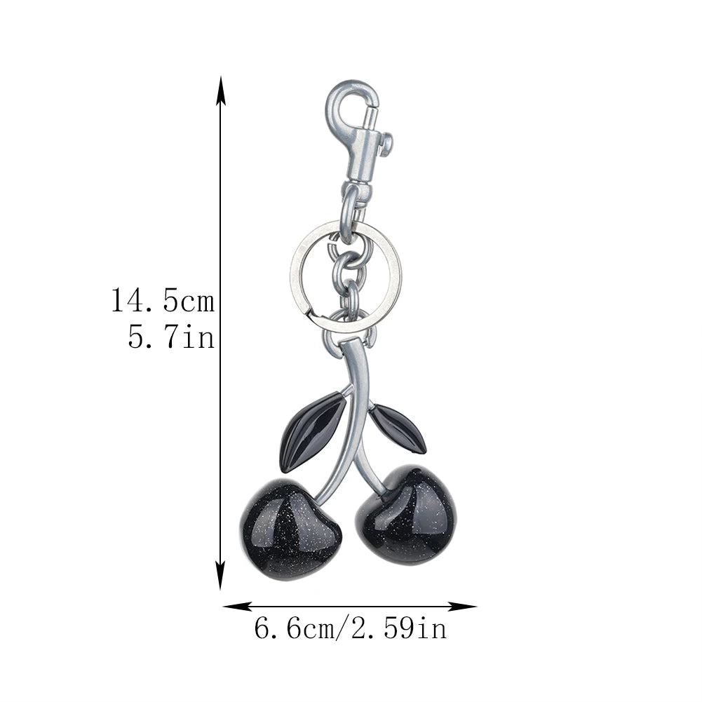 Black Cherry Pendant Keychain - Exquisite Crystal Charm for Women's Handbags, a Trendy and High-Grade Accessory for a Stylish Look