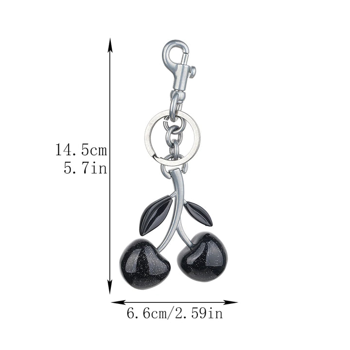 Black Cherry Pendant Keychain - Exquisite Crystal Charm for Women's Handbags, a Trendy and High-Grade Accessory for a Stylish Look