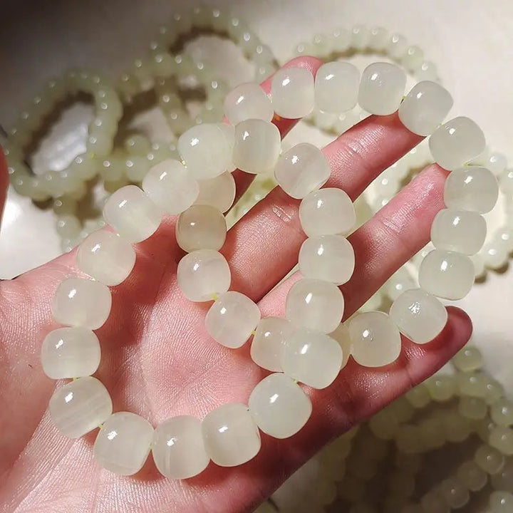 White Jade Bracelet  Lychee Jelly Design for Men & Women