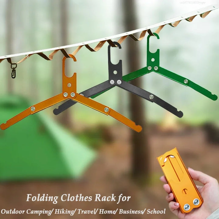 Folding Clothes Hanger – Portable Travel & Camping Drying Rack with Hooks