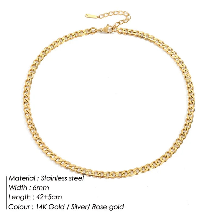 Gold-Plated Stainless Steel Cuban Chain Necklace