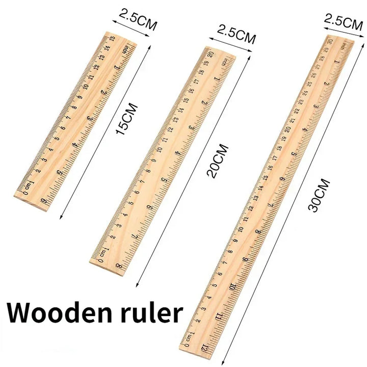 Wooden Straight Rulers Drawing Tool Desk Accessories Student Teacher Stationery School Office Supplies