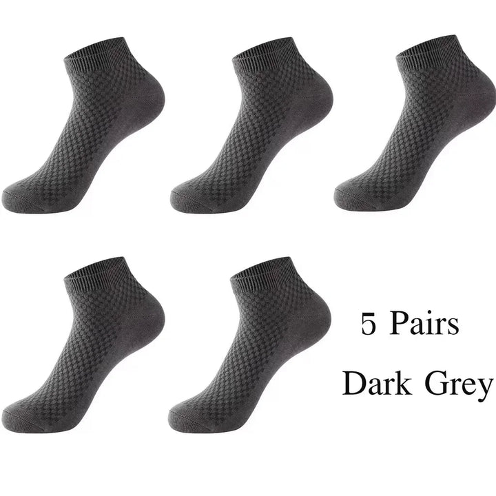 5 Pairs/Lot Men's High-Quality Bamboo Fiber Ankle Socks | Business Casual