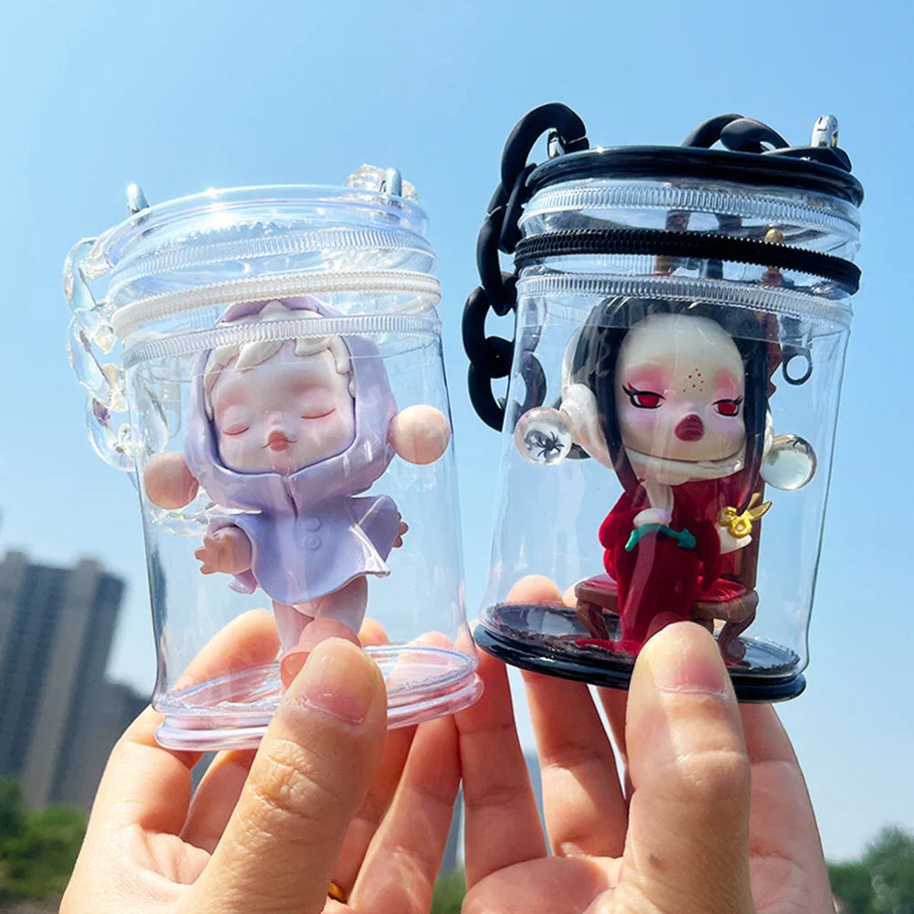 Dustproof Waterproof Transparent PVC Storage Pouch - Thickened Mini Doll Bag, Clear Wallet with Pendant