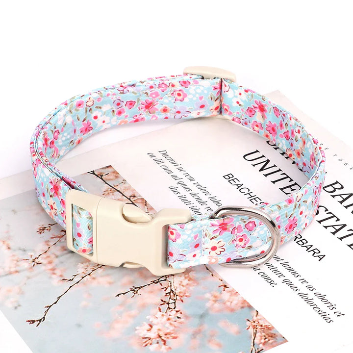 Adjustable Nylon Dog Collar - Flower Print Design for Small, Medium, and Large Dogs, Including Chihuahuas and Pugs