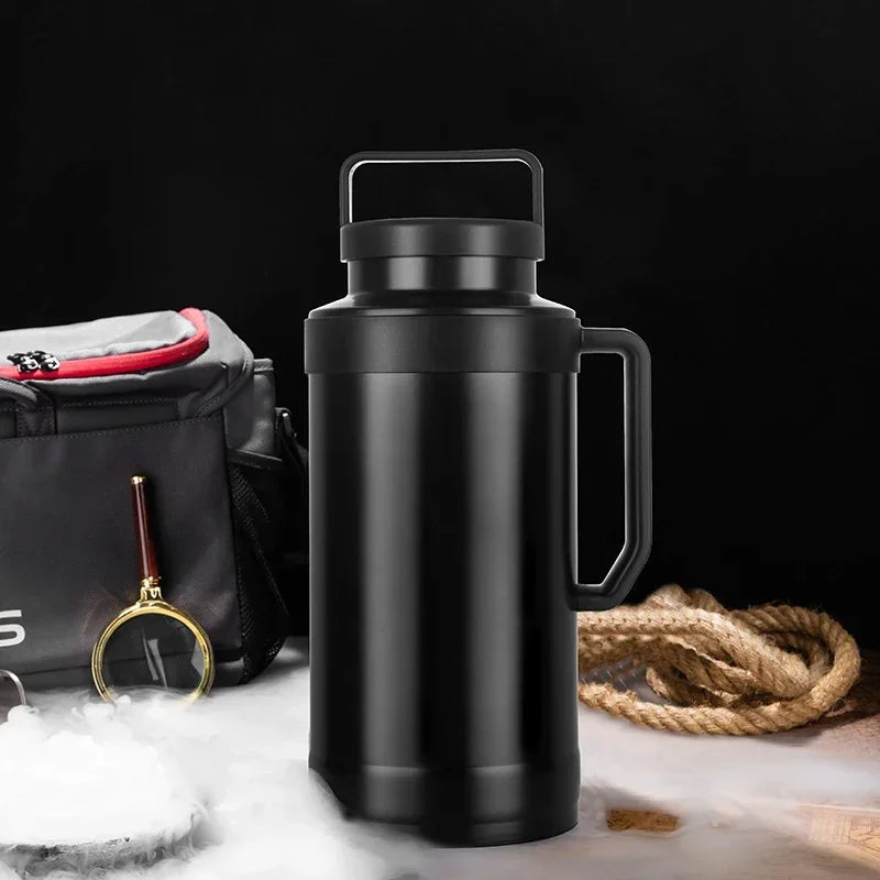 Stainless Steel Dry Ice Bucket - Leakproof Large Capacity Insulated Thermos Bottle