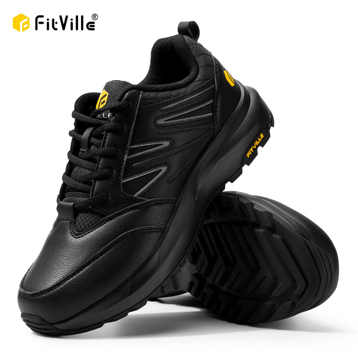 FitVille Men's Wide Hiking Shoes - Water-Repellent, Lightweight Outdoor Sneakers with Arch Support for Climbing & Trekking