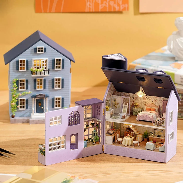 DIY Mini Wooden Dollhouse With Furniture Light Assembly Model Villa Architecture Kit Handmade 3D Puzzle DIY Doll House Toy Gifts