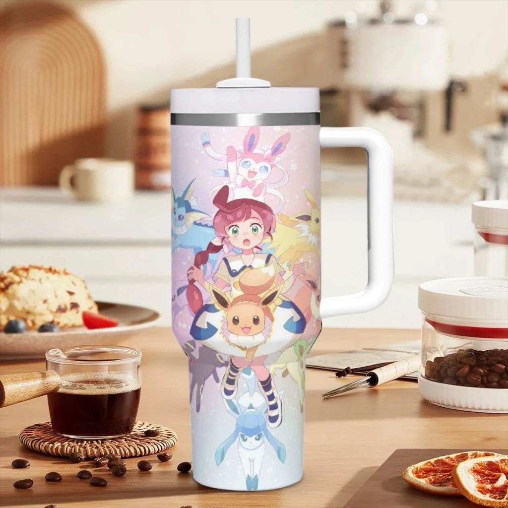 Pokémon Travel Mug, Stainless Steel 304 Tumbler Water Bottle for Cars