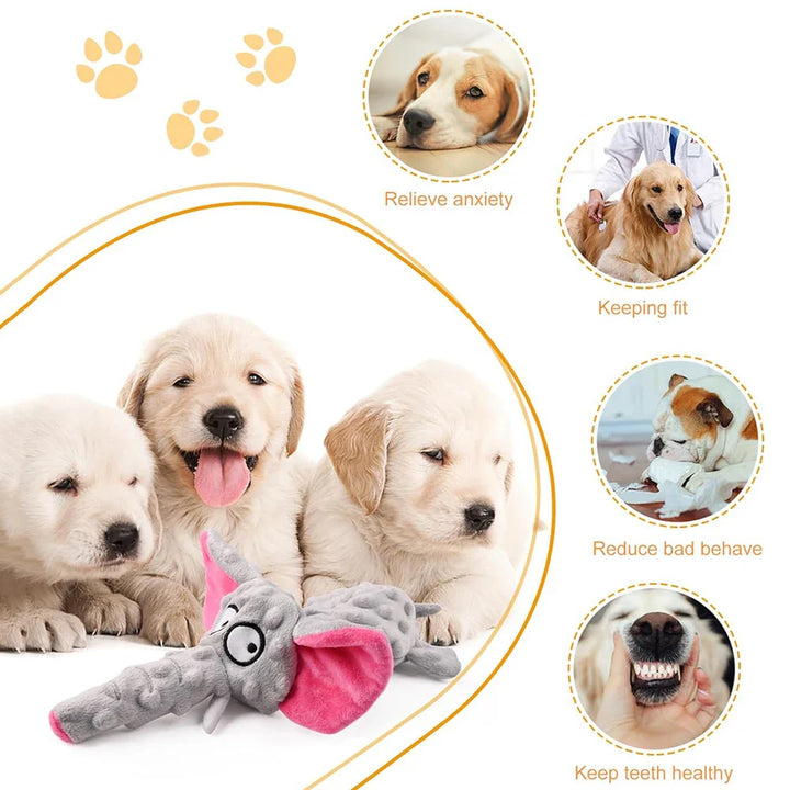 Cartoon Animal Plush Dog Chew Toys - Squeaky, Bite-Resistants, and Teeth-Cleaning for Small and Large Dogs