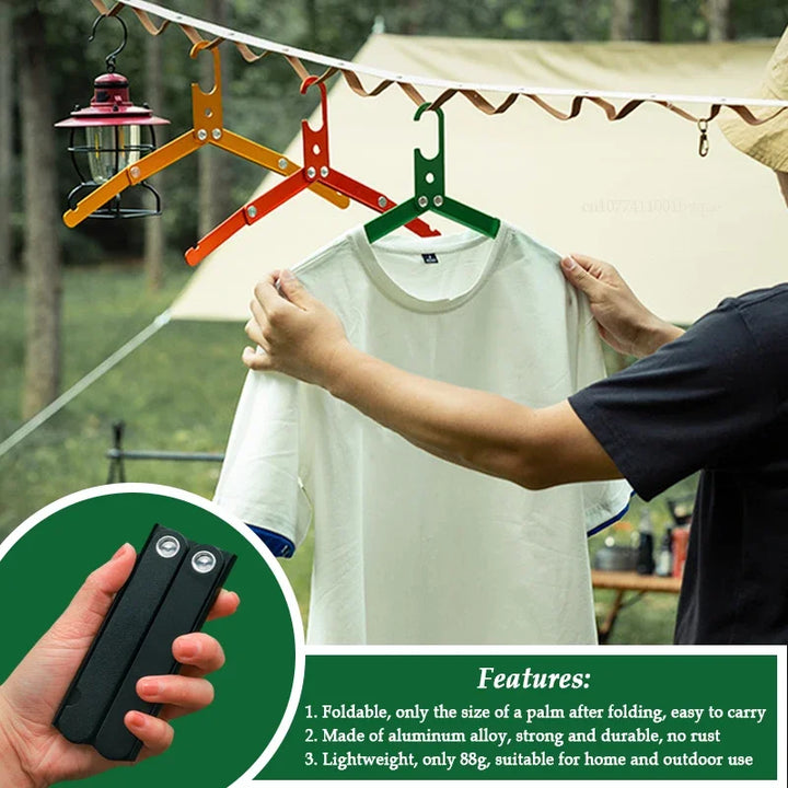 Folding Clothes Hanger – Portable Travel & Camping Drying Rack with Hooks