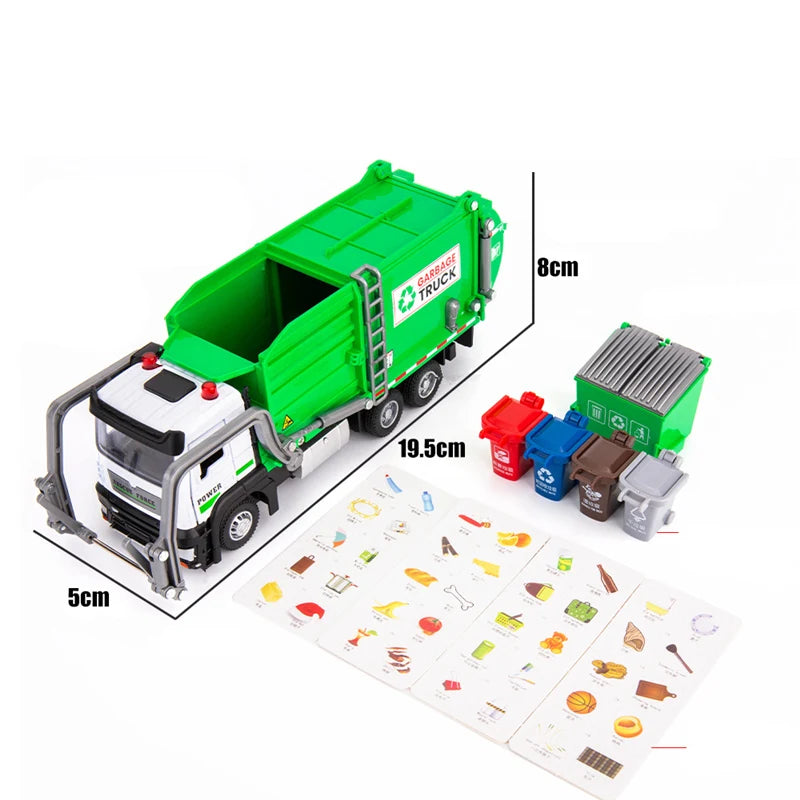 Garbage Collection Truck Car Model City Garbage Sorting Sanitation Clearing Vehicle Car Model Sound and Light Kids Toy Gift