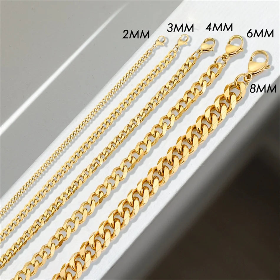 Gold-Plated Stainless Steel Cuban Chain Necklace