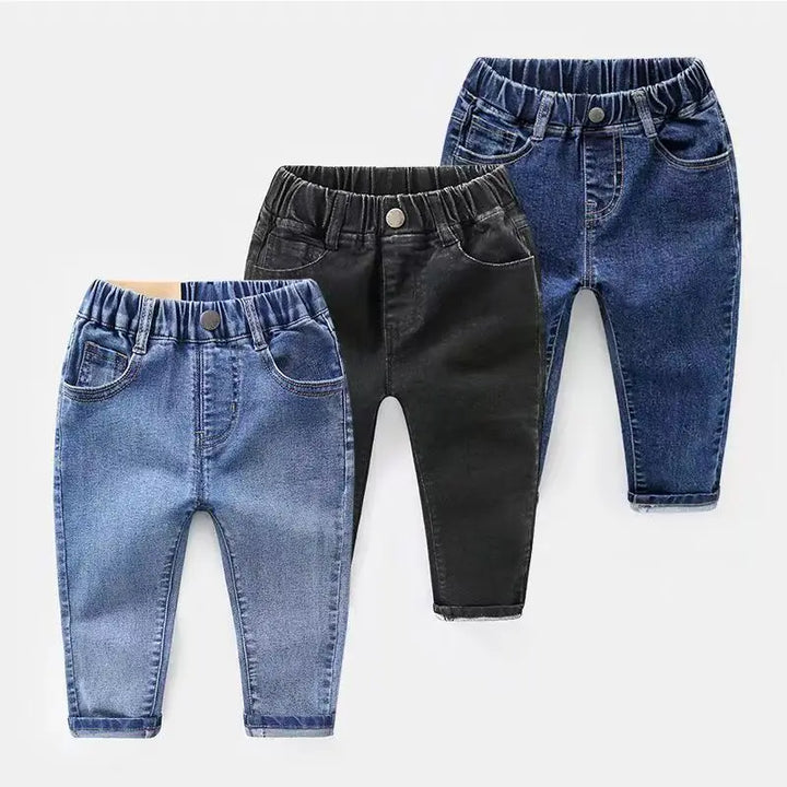 Boys' Thin Denim Jeans Elastic Long Pants, Loose Fit for Spring and Autumn