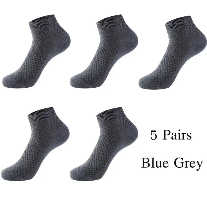 5 Pairs/Lot Men's High-Quality Bamboo Fiber Ankle Socks | Business Casual