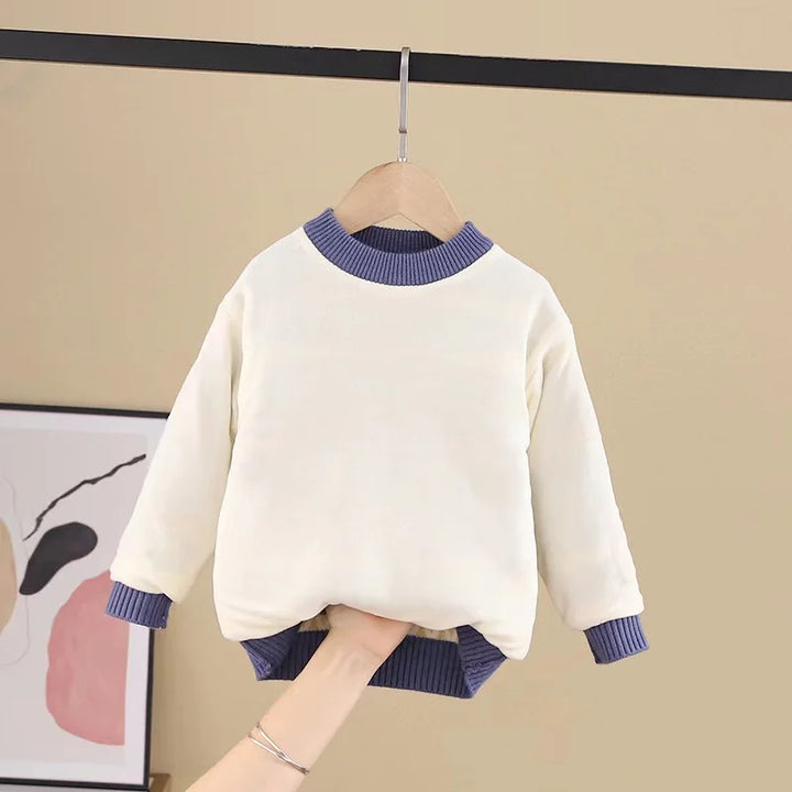 Boys' Winter Pullover Warm Plush Sweater with Jacquard Knitted Design Thickened Top