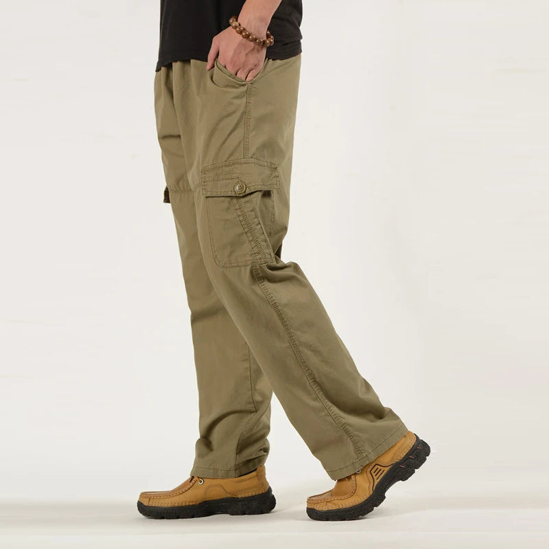 Men’s Plus Size 6XL Cargo Pants - Military Style Joggers for Sports & Casual Wear